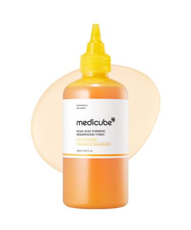 medicube Kojic Acid Turmeric Smoothing Toner for Face & Body | Lightweight Toner for Balancing Uneven Skin Tone & Texture | Niacinamide Glycolic Acid for Clear Glass Skin | 8.45 fl.oz