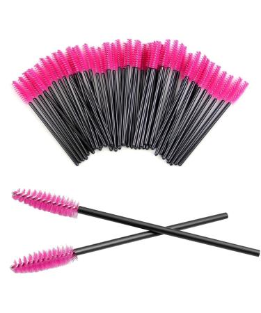 200Pcs Disposable Eyelash Wands Mascara Brushes Eyebrow Brush Lash Extension Combs Applicator Makeup Brush Rose red