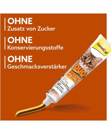 GimCat Duo Paste Anti-Hairball Malt and Cheese - 50g Tube for Natural Hairball Prevention in Cats - Buy Online on GoSupps.com