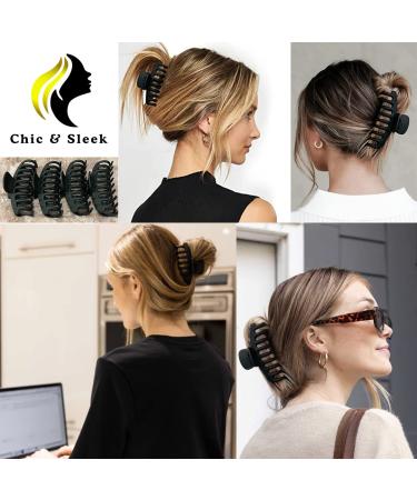 Chic & Sleek 4 Inch Hair Claw Clip for Thick Hair - Strong Hold Non-Slip Styling Accessory for Women & Girls (Black) - Buy Online on GoSupps.com