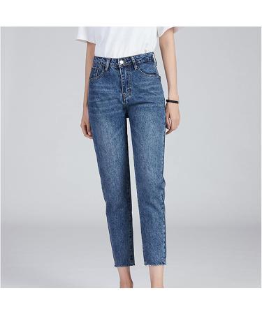 Soluo Womens High Waist Cropped Straight Jeans Relaxed Fit Wide Leg Crop Length Jean Distressed Washed Boyfriend Denim Pants Blue X-Large - Buy Online on GoSupps.com