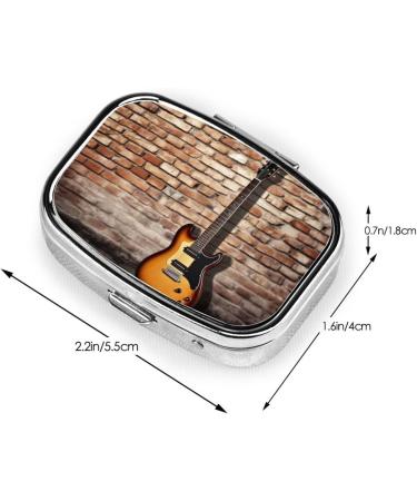 Travel-Friendly Guitar Pill Box | Old Brick Wall Background | Medicine Organizer for Musicians - Buy Online on GoSupps.com