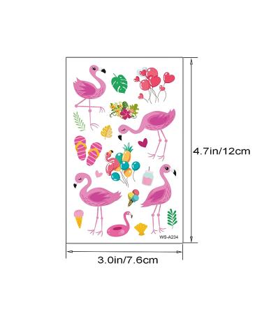 Flamingos Temporary Tattoos Stickers - 250 Pink Love Ice Cream & Summer Styles - Kids Makeup Party Supplies - Buy Online on GoSupps.com