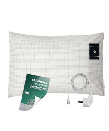 Earthing Pillowcase Grounded Pillowcase with EU Grounding Cable Earthing Product Grounding Pillowcase for Better Sleep (51X76cm)
