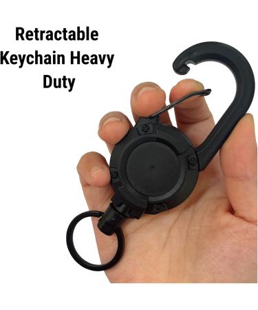 Outdoor Automatic Retractable Wire Rope Keychain - Heavy Duty Anti-Theft Tactical Keyholder for Camping, Fishing, Hunting - Black - Buy Online on GoSupps.com