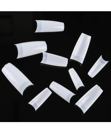 Feugole French Nail Tips Set - 1000PCS Half Cover Acrylic Flake False Nails for DIY Nail Art | Clear/Natural Half Tips & Box Included - Buy Online on GoSupps.com