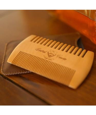Menesia Wooden Beard Comb with Durable Case - Fine & Coarse Teeth - Men's Beard, Mustache, and Hair Grooming - Brown Deer Design - Buy Online on GoSupps.com