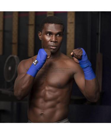 Muvin Boxing Hand Wraps - 180 Inches Semi-Elastic Blue - 1 Pair for Men & Women | Kickboxing, Muay Thai, MMA, Krav Maga - Combat Sports - Buy Online on GoSupps.com