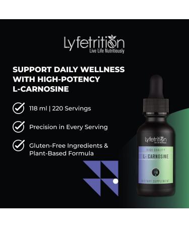 L-Carnosine Liquid Supplement 118 ml 4 FL Oz Liquid 220 Servings Made in USA Quick Absorption Potent Ingredients Non-GMO - Buy Online on GoSupps.com