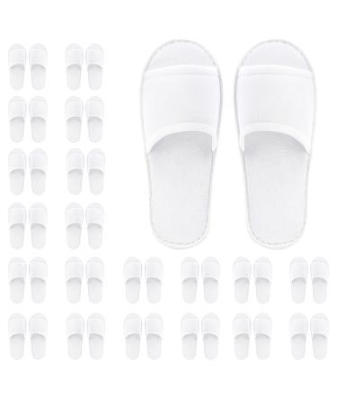 Frcctre 20 Pairs Disposable Slippers  Open Toe Comfortable Cotton Disposable Spa Slippers  Bulk Unisex Non-Slip Disposable Guests Slippers for Home Hotel Travel Train Use  White