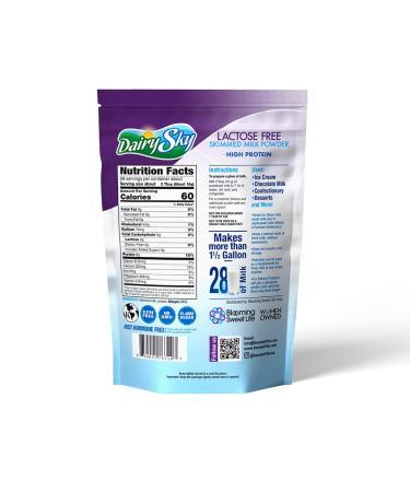 DairySky Lactose-Free Milk Powder - Non-GMO, Fat-Free for Baking & Coffee | Kosher, Protein & Calcium Enriched | Substitute for Liquid Milk - RBST Hormone-Free (16oz) - Buy Online on GoSupps.com