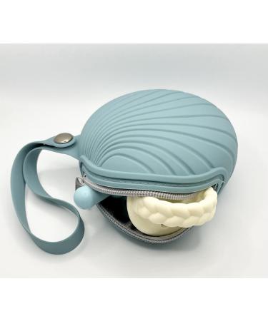 Baby Cove Shell Silicone Pacifier Clip Holder Case - Pearl White - Attach to Strollers & Diaper Bags for Pacifier and Baby Accessories Protection - Buy Online on GoSupps.com