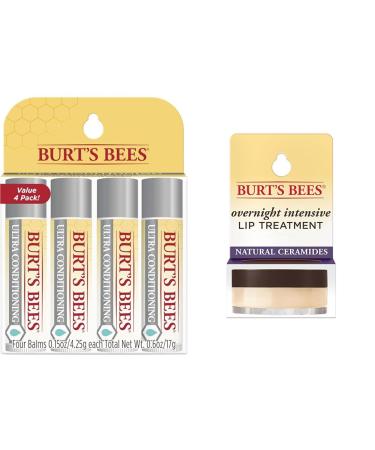 Burt's Bees Ultra Conditioning Moisturizing Lip Balm Lip Moisturizer Rich in Oils & Overnight Intensive Lip Treatment 0.25 oz - Moisturizing Restorative Reduces Fine Lines Vitamin E