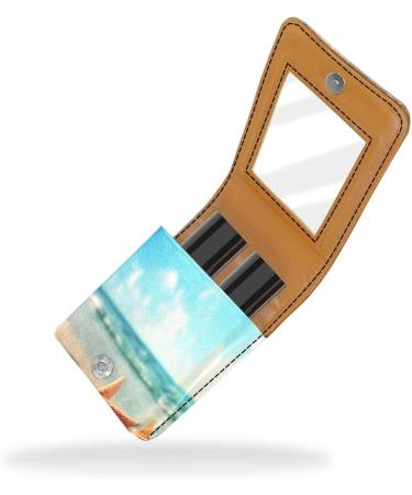Travel Lipstick Organizer Case - Portable Makeup Bag with Mirror | Starfish Ocean Design for Beach Lovers - Buy Online on GoSupps.com