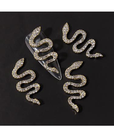 WOKOTO 12pcs Snake Nail Charms for Acrylic Nails - Gold and Silver Rhinestones for Women Nail Art - 3D Nail Decorations Kit - Buy Online on GoSupps.com