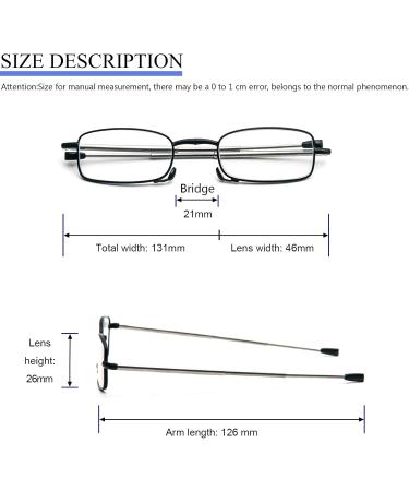 MMOWW Foldable Reading Glasses for Men & Women | Anti Blue Light | Telescopic Pole & Zipper Key Trailer | Black & Blue | +3.5 Magnification - Buy Online on GoSupps.com