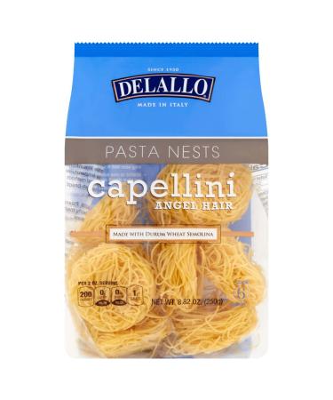 DeLallo Capellini Egg Pasta Nests, Angel Hair Long-Cut Pasta, 8.8oz Bag