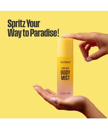 Nutrius Body Mist - Coco Bliss 4 FL OZ - Invigorating and Natural Daily Fragrance - Buy Online on GoSupps.com