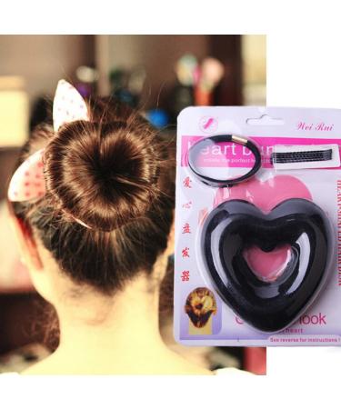 KALLORY Black Hair Rings - Short Heart Shaper Sock for Bun, Women's Hair Ring Maker - Doughnut Shape, Thin Medium Black - Buy Online on GoSupps.com