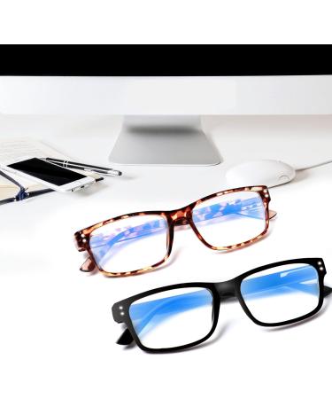 CLASAGA 2 Pack Multifocus Reading Glasses for Women & Men - Blue Light Blocking Spring Hinge Black/Tortoise 2.25x - International Shipping Available - Buy Online on GoSupps.com