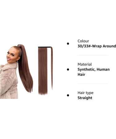 FESHFEN 28 Straight Clip in Ponytail Extension 30/33#- Wrap Around | Synthetic Hairpiece for Women - Pack of 1 - Buy Online on GoSupps.com