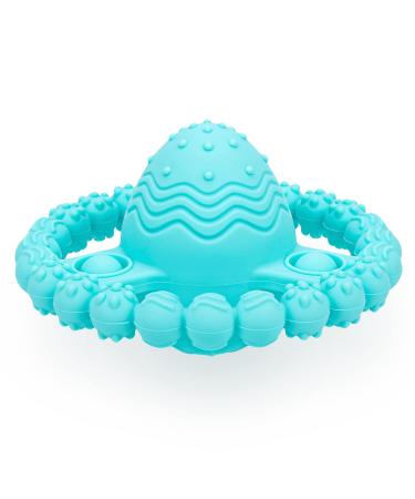 Baby Teething Toys for 0-6-12 Months Egg & Ring Design Infant Teether and Rattles Toys Newborn Toy Baby Boy Girl Gifts (Blue)