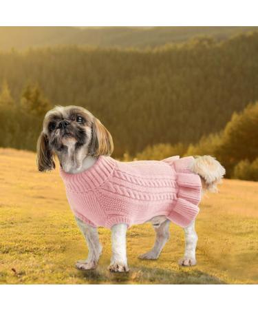 Winter Warm Dog Princess Dress | Soft Knitted Wool Sweater for Pets | Turtleneck Winter Clothing for Dogs & Cats - Pink S-P - Buy Online on GoSupps.com