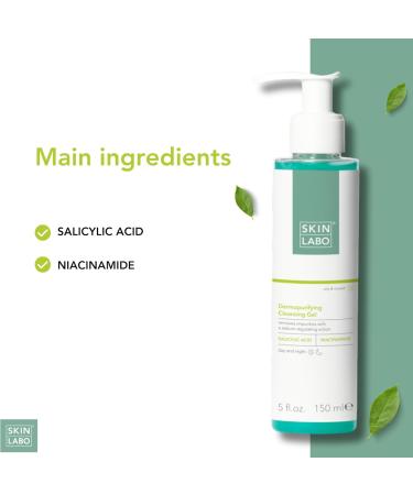 SkinLabo - Dermopurifying Cleansing Gel - Balancing and Purifying Action Removes Impurities with Salicylic Acid and Niacinamide - 150 ml New Version - Buy Online on GoSupps.com