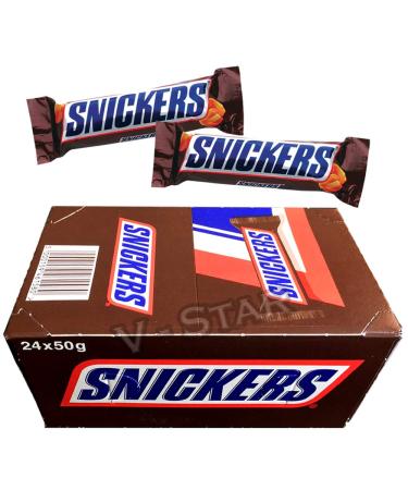 ORIGINAL SNICKERS CHOCOLATE BAR 24 x 50g FULL BOX FRESH STOCK - 22.12.2019