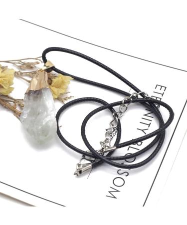 1pcs Irregular Natural Clear Quartz Stone Pendant Necklaces Rope Chains Crystals Raw Stone Necklace for Women Jewelry 15X42mm Full of Texture (Color : G)