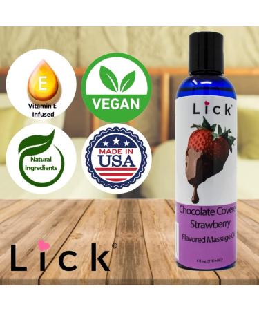 Lick Chocolate Covered Strawberry Massage Oil - Nourishing Body Oil with Vitamin E | Luxurious Aromatherapy for Couples - 4 Fl. Oz - Buy Online on GoSupps.com
