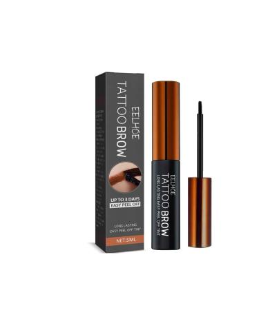 Semi-Permanent Eyebrow Gel - Waterproof Long-Lasting Black Brown Tattoo Easy Peel-Off Sweatproof Brow Tint for Flawless Brows (M Orange) M Orange