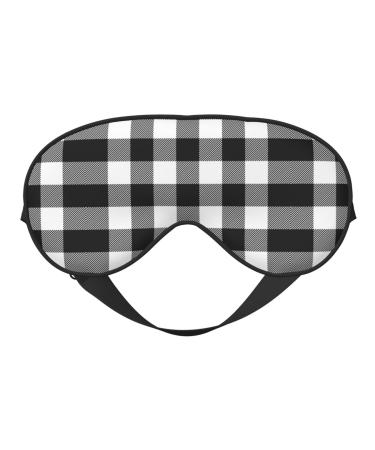 White and Black Plaid Pattern Sleep Mask Adjustable Double -Sided Eye Mask Soft Sleeping Eye Covers for Sleeping Perfect Shading Reduce Eye Edema