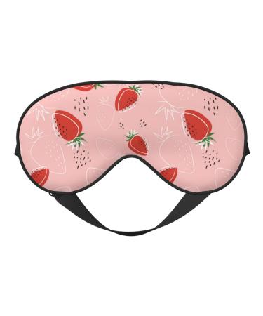 Cute Strawberry C Print Sleep Eye Mask Blindfold with Elastic Strap Headband Soft Eye Cover Eyeshade for Night Sleeping Travel