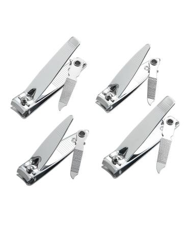 4 Pcs Nail Clippers For Fingernails and Tonenail by QLL - Swing Out Nail Cleaner/File - Sharpest Stainless Steel Clipper - Wide Easy Press Lever - Nail Cutter