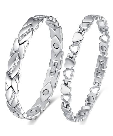 Cigmag Lymphatic Drainage Magnetic for Women Ladies Titanium Steel Adjustable with Removal Tool Gift Box (Silver Crystal & Love) - Buy Online on GoSupps.com