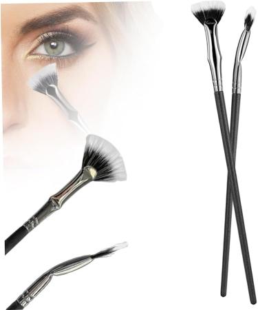 Mascara Fan Brush for Lashes 2PCS 6.8 Inch Folding Angle Lash Fan Brush Synthetic Fibre Smooth Application Eyelash Brush Makeup Tool Fan Brush for Lashes - Buy Online on GoSupps.com