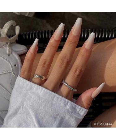 Glamnetic Press On Nails-Creme De | Nude Glossy Nude Long Coffin Nails with Salon UV Finish Reusable Opaque Nails in 15 Sizes - 30 Nail Kit with Glue - Buy Online on GoSupps.com