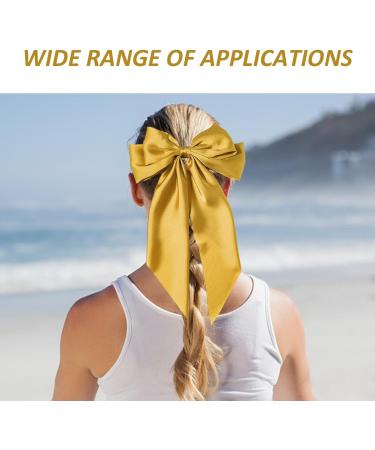1 Piece of Long Streamer Hairpin With 1 Hair Ring and 2 Ribbon Hair Clips Bow Hair Accessories Solid Color French Hair Clips Birthday Party Accessories Simple and Versatile Hairpin (Yellow) - Buy Online on GoSupps.com