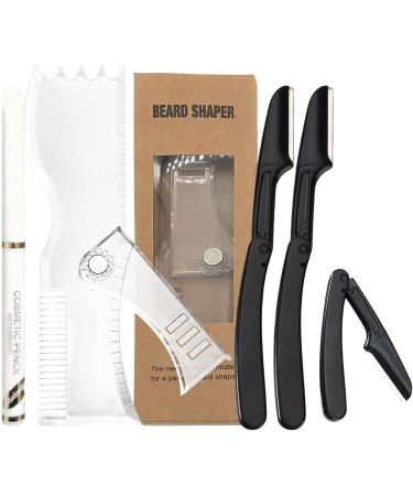Ibuger Bartformer Kit - Transparent Bar Directional Tool & Non-Slip Rubber Bart Guide with Rotatable Mustache Template Razor & White Pencil - Perfect for Precision Grooming - Buy Online on GoSupps.com
