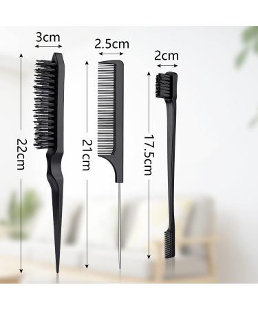 Buy Edges Brush Set - 3 Sleek Bun Brushes for Kids & Adults - Pink Hair Teasing & Styling Tools for Professional Results - Buy Online on GoSupps.com