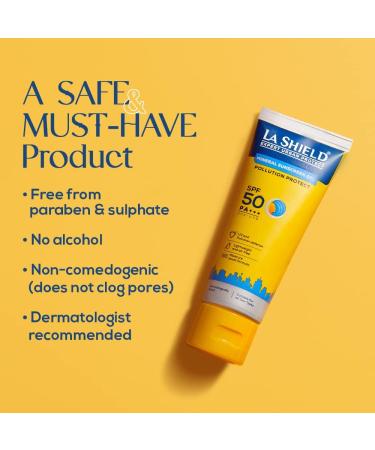 La Shielde Pollution Protect SPF 50 Mineral Sunscreen Gel | Lightweight Oil-Free Water-Resistant | Dermatologist Tested for All Skin Types | 50g - Buy Online on GoSupps.com