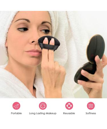 AMMON 12 Pcs Black Powder Puff Set - Soft Velour Makeup Sponge Puffs for Loose Mineral Powder, Cosmetic Body Contouring Tools - Buy Online on GoSupps.com