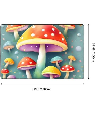 Flannel Carpet Cute Colored Mushrooms Picture 60 x 39 in Non-Slip Durable Suitable for Living Room and Office Bedroom - Buy Online on GoSupps.com