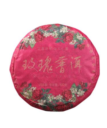 HELLOYOUNG 100g G teau au th Pu-erh bio chinois aromatis la rose aliment vert artisanal traditionnel avec un go t intense et un arri re-go t sucr
