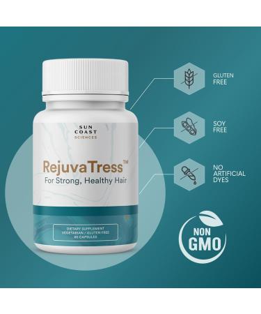 SUN COAST SCIENCES RejuvaTress from Hair Support Supplement for Women | Doctor-Formulated with Saw Palmetto Biotin & AnaGain Nu | Supports Thicker Stronger Healthier Hair | 60 Capsules - Buy Online on GoSupps.com