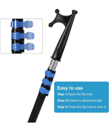 Lineslife Boat Hooks Floating | Telescoping 12ft Extendable Push Hook Pole | Lightweight Aluminum | Non-Slip Black - Buy Online on GoSupps.com
