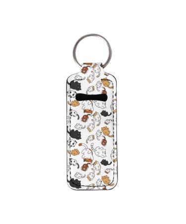 Bulopur Cartoon Cats Chapstick Holder Keychain Pouch Storage for Women Girls Lipstick  Chapstick  Lip Balm  Lip Gloss