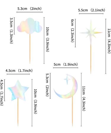 Cyodoos 24 Pack Laser Glitter Moon and Star Cupcake Toppers Sweet Baby Gender Reveal Cupcake Picks Baby Shower Kids Girls Birthday Party Kids Birthday Wedding Party Cake Decorations Supplies Laser1 - Buy Online on GoSupps.com