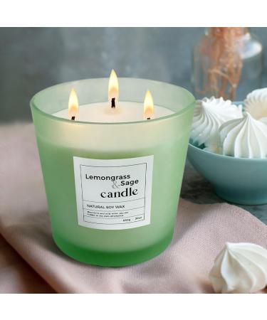 30 oz Highly Scented Soy Candle - Lemongrass & Sage Aromatherapy 120 hrs Long Lasting 3 Cotton Wicks Smokeless | Great Gift for Him & Her - Midnight Lights - Buy Online on GoSupps.com
